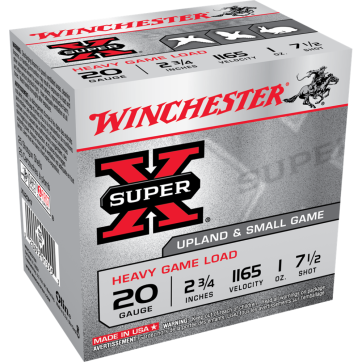 Winchester Super-X Heavy Game Shotshells 20 ga 2-3/4" 1 oz 1165 fps #7.5 25/ct