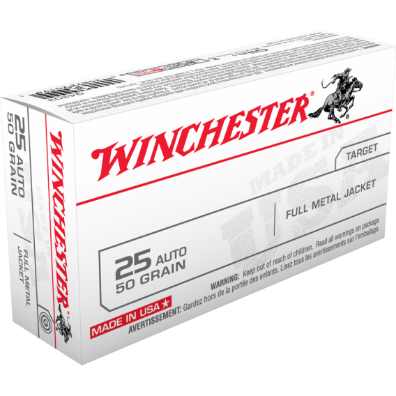 Winchester USA Handgun Ammunition .25 ACP 50 gr FMJ  50/ct