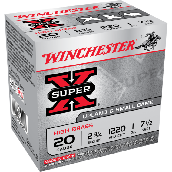 Winchester Super-X High-Brass Shotshells 20 ga 2-3/4" 1 oz 1220 fps #7.5 25/ct