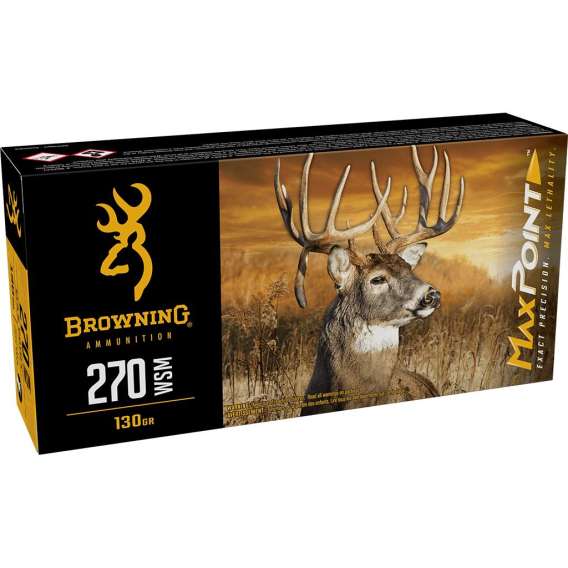 Browning Max Point Rifle Ammunition 270 Win 130gr PT 3275 fps 20/ct