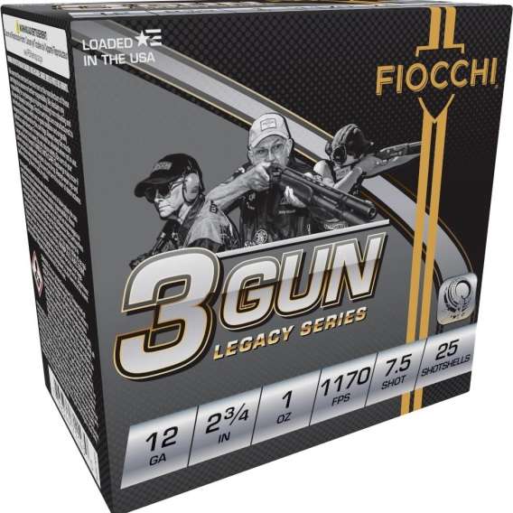 Fiocchi 3 Gun Match Shotshells 12ga 2-3/4" 1oz 1170 fps #7.5  25/ct