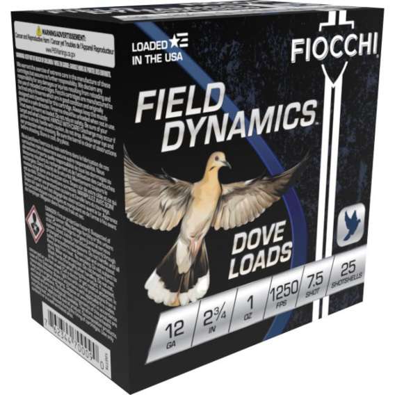 Fiocchi Field Dynamics Shotshells 12 ga 2 3/4" 1 oz #7.5 1250 fps 25/ct