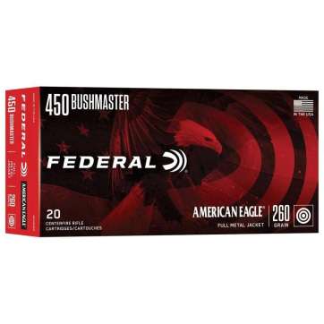 Federal American Eagle Rifle Ammunition .450 Bushmaster 260gr FMJ 2040 fps 20/ct