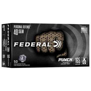 Federal Personal Defense Punch Handgun Ammunition .40 S&W 164gr JHP 1130 fps 50/ct