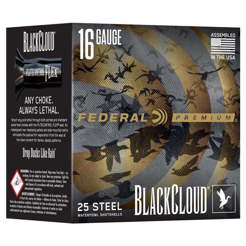 Federal Black Cloud Waterfowl Shotshells 16ga 2-3/4" 7/8oz 1450fps #4 25/ct