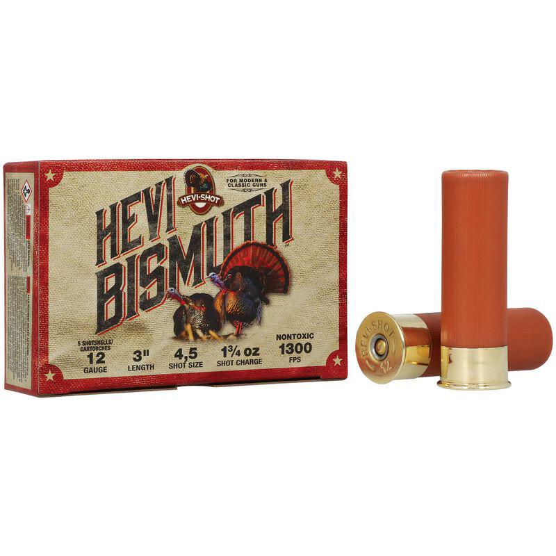HEVI-Shot HEVI-Bismuth Turkey Shotshells 12ga 3" 1-3/4oz 1300 fps #4 5/ct