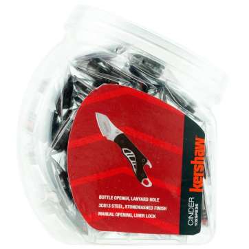 Kershaw Cinder Multi-Tool Folding Knife 1-2/5" Drop Point Blade Black Fishbowl Display 36/ct