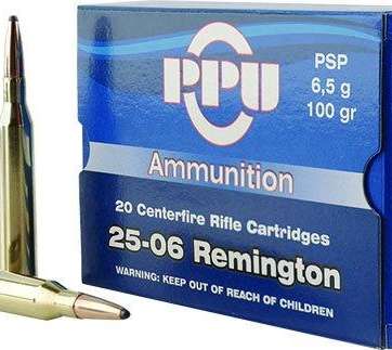 PPU Rifle Ammunition .25-06 Rem 100 gr PSP 3230 fps  20/ct