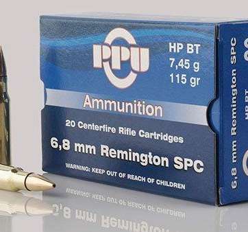 PPU Standard Rifle Ammunition 6.8mm SPC 115 gr HPBT 2624 fps 20/ct