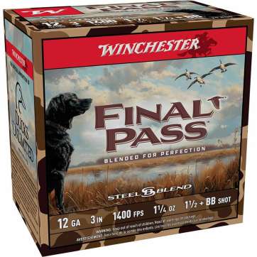 Winchester Final Pass Shotshells 12 ga 3" 1-1/4 oz 1400 fps #1.5 & #BB 25/ct