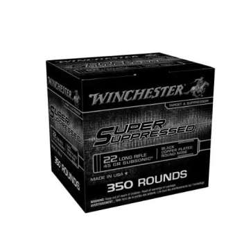 Winchester Super Suppressed Subsonic Rimfire Ammunition .22 LR 45gr CPRN 1090 fps 350/ct