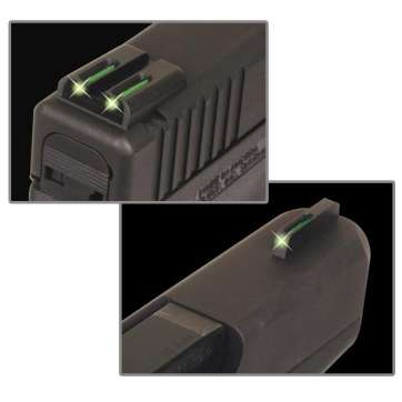 Truglo TFO Tritium/Fiber-Optic Day/Night Sights Fits Glock 17 / 17L 19 22 23 24 26 27 33 34 35 38 and 39 - Front Green/Rear Green