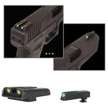 Truglo TFO Tritium/Fiber-Optic Day/Night Sights Fits Glock 20 21 25 28 29 30 31 32 37 40 and 41- Front Green/Rear Yellow