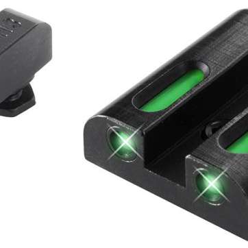 Truglo TFX Tritium/Fiber-Optic Day/Night Sights Fits GLOCK 17 / 17L 19 22 23 24 26 27 33 34 35 38 AND 39 - White Outline Front/Rear Green
