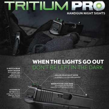 Truglo Tritium Pro Night Sights Fit Kahr Arms K MK P PM T&TP Models with New Dovetail (Post-2004) - Front Outline White/Rear Green