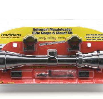 Traditions Muzzleloader Rifle Scope and Mount Kit 3-9x40 Matte Scope Medium Rings and Two-Piece Base A1171